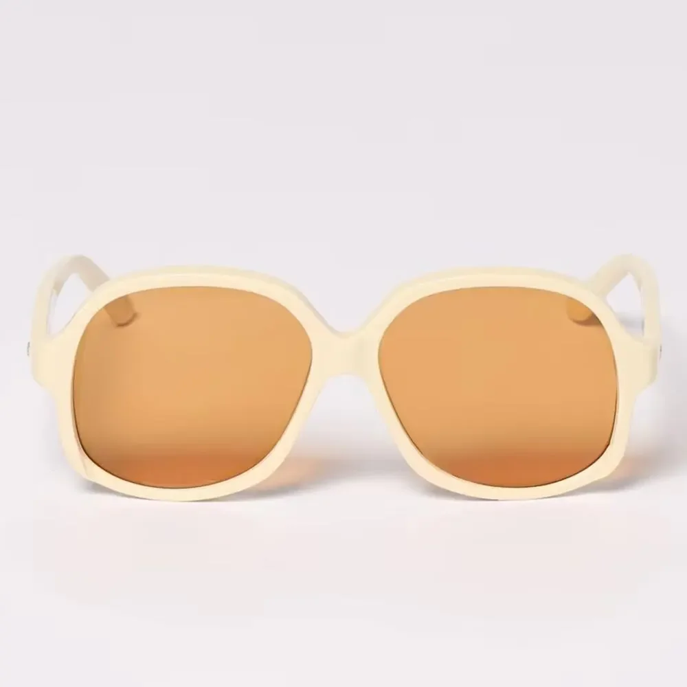 New! Valentino VLS 177C Cream Sunglasses with Orange Lenses, Authentic
